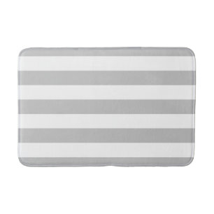 Tapis de bain rayé gris et blanc