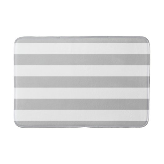 Tapis de bain rayé gris et blanc (Devant)