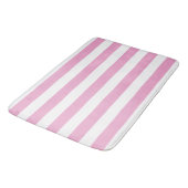 Tapis de bain rayé horizontal cabane rose clair et (Angle)