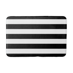 Tapis de bain rayé noir et blanc