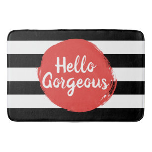 Tapis De Bain Rayé noir et blanc magnifique rouge de peinture