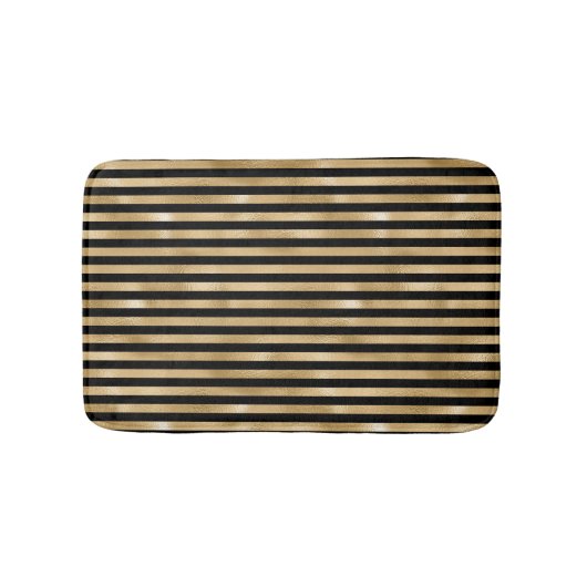 Tapis de bain rayé noir et or (Devant)