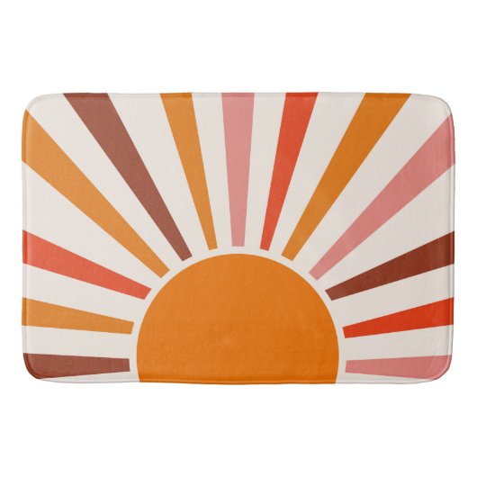 Tapis De Bain Rayons Soleil Rétro Coucher Soleil Orange Jaune Ro (Devant)