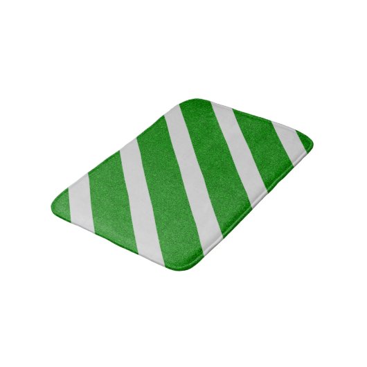 Tapis De Bain Rayure Verte Pailletée (Angle)