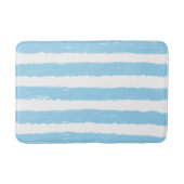 Tapis De Bain Rayures Aquarelle Bleu Clair Blanc (Devant)