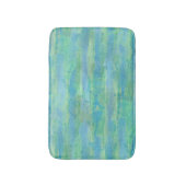 Tapis De Bain Rayures aquarelles turquoise bleu vert citron (Devant (Vertical))