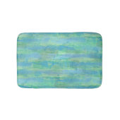 Tapis De Bain Rayures aquarelles turquoise bleu vert citron (Devant)