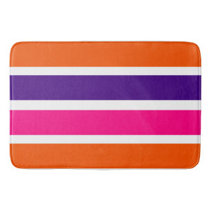 Tapis De Bain Rayures au néon oranges, de pourpre et de roses
