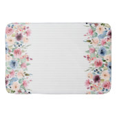 Tapis De Bain Rayures blanches Accent de fleurs de printemps Bor (Devant)