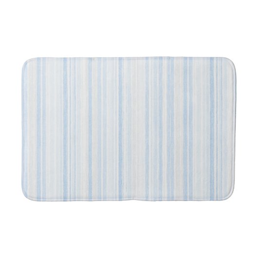 Tapis De Bain Rayures Blanches Bleu Bébé (Devant)