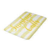 Tapis De Bain Rayures blanches jaune clair (Angle)