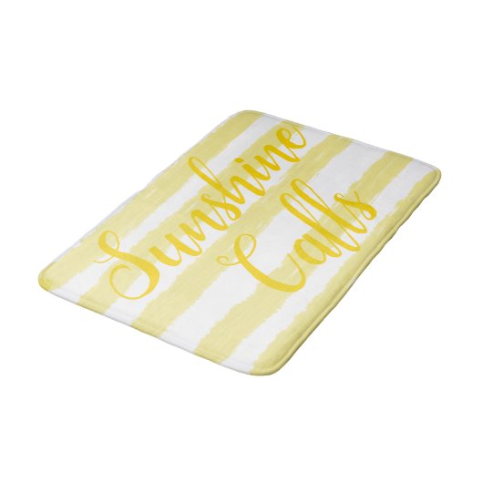 Tapis De Bain Rayures blanches jaune clair (Angle)