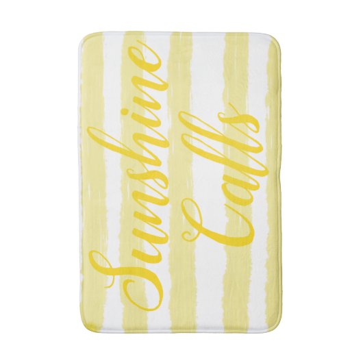 Tapis De Bain Rayures blanches jaune clair (Devant (Vertical))