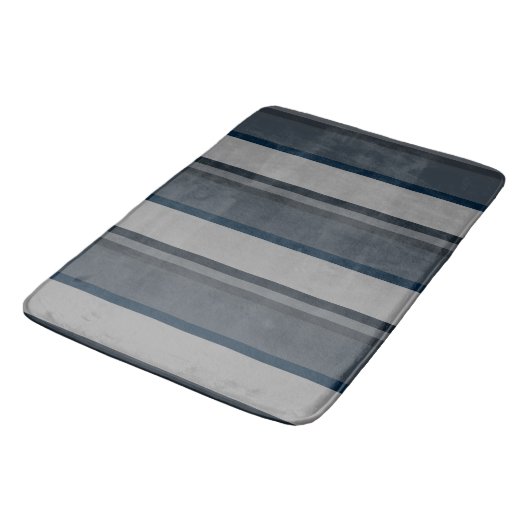 Tapis De Bain Rayures bleues et grises (Angle)