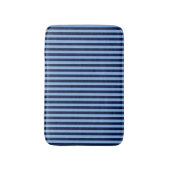Tapis De Bain Rayures bleues sur fond bleu (Devant (Vertical))