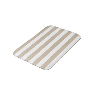 Tapis De Bain Rayures Brown et blanches claires