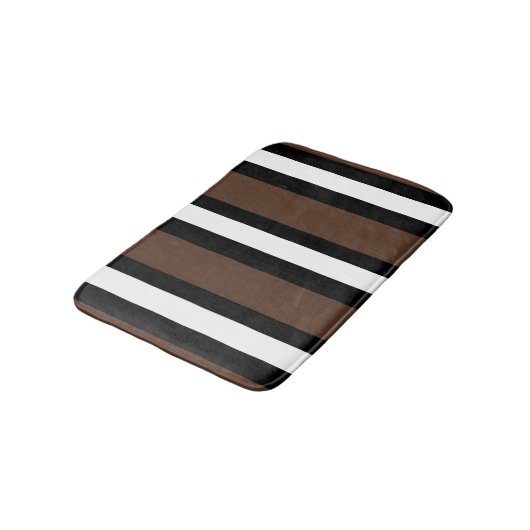 Tapis De Bain rayures Brown, noir et blanc (Angle)