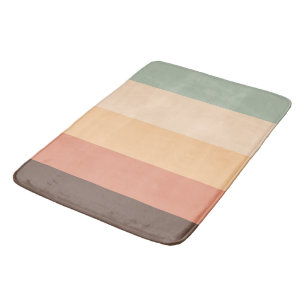 Tapis De Bain rayures Brown, vertes, jaunes et orange