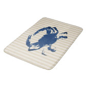 Tapis De Bain Rayures côtières de crabe bleu et de Taupe (Angle)