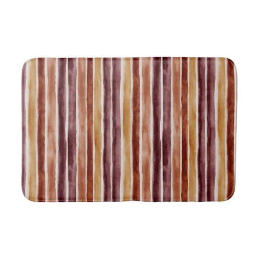 Tapis De Bain Rayures crème orange Bourgogne (Devant)