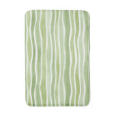 Tapis De Bain Rayures crème vert citron ondulées (Devant (Vertical))