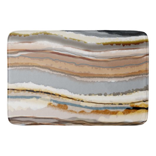Tapis De Bain Rayures d'Agate Graphique Abstraites neutres chaud (Devant)