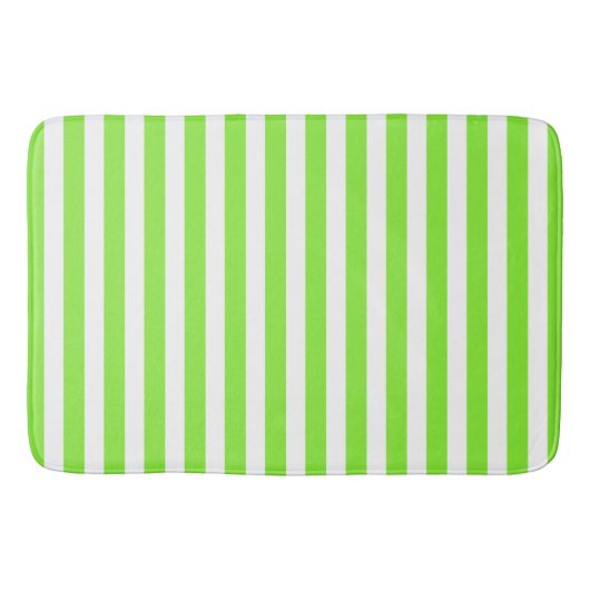 Tapis De Bain Rayures de bonbon vert citron et blanc (Devant)