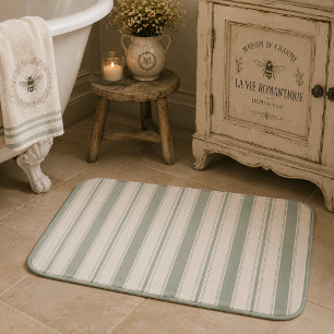 Tapis De Bain Rayures de campagne française sauge apaisée Rust