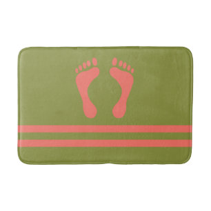 Tapis De Bain Rayures de corail vert et graphisme moderne des pi