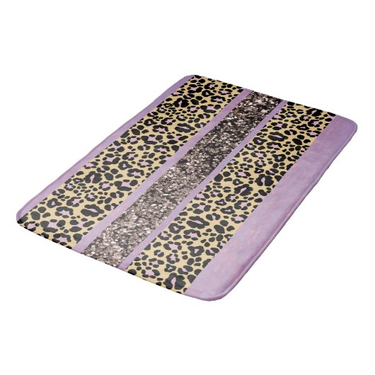 Tapis De Bain Rayures de paillettes de léopard Glam 1 (Angle)