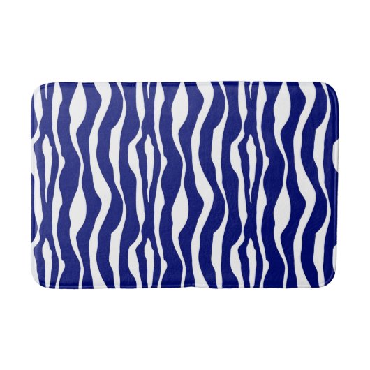 Tapis De Bain Rayures de zèbre - bleu et blanc de cobalt foncé (Devant)