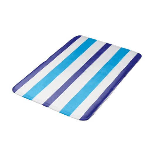 Tapis De Bain Rayures d'été bleu blanc (Angle)