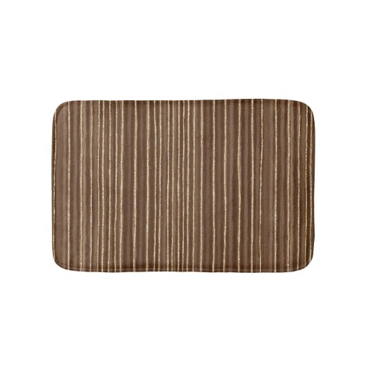 Tapis De Bain Rayures dorées marron (Devant)
