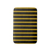Tapis De Bain Rayures dorées texturées sur fond noir (Devant (Vertical))