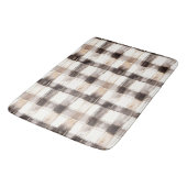 Tapis De Bain Rayures écossaises marron crème (Angle)