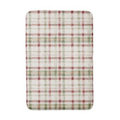 Tapis De Bain Rayures écossaises vertes et rouges crème (Devant (Vertical))