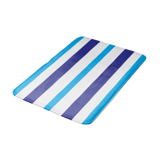 Tapis De Bain Rayures Été Bleu Blanc (Angle)