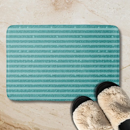 Tapis De Bain Rayures horizontales de style pailleté vert sarcel