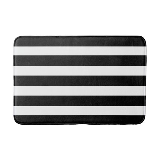 Tapis De Bain Rayures noir et blanc chic moderne (Devant)