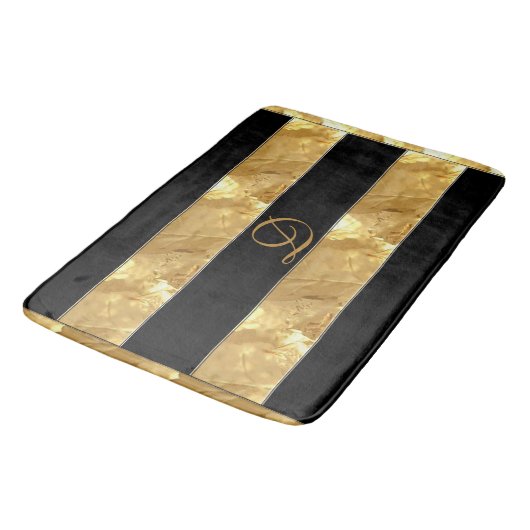 Tapis De Bain Rayures noires d'or (Angle)