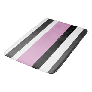 Tapis De Bain Rayures noires, grises et blanches