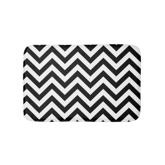Tapis De Bain Rayures Rétro Noir & Blanc Tendance (Devant)