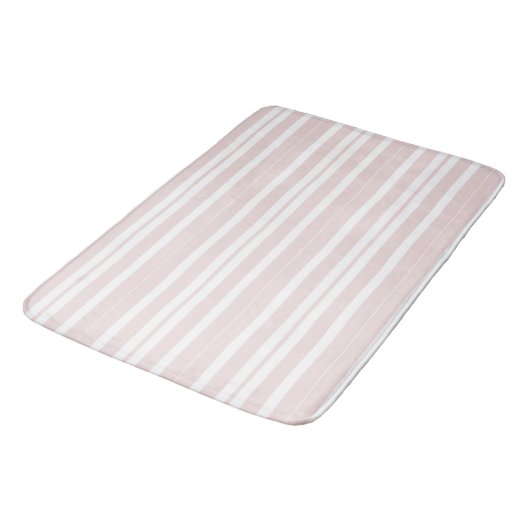 Tapis De Bain rayures rose et blanche (Angle)