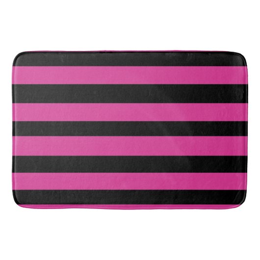 Tapis De Bain Rayures rose et noir (Devant)