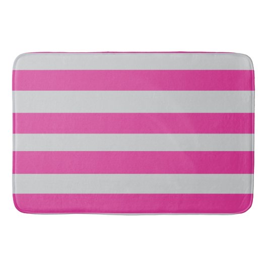Tapis De Bain Rayures roses et grises (Devant)
