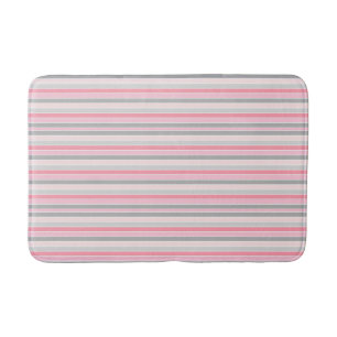 Tapis De Bain Rayures roses et grises