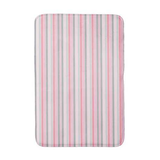 Tapis De Bain Rayures roses et grises (Devant (Vertical))