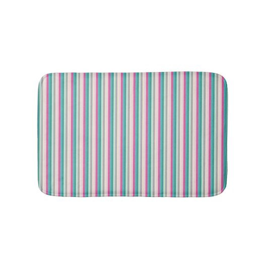 Tapis De Bain Rayures roses et sarcelles (Devant)