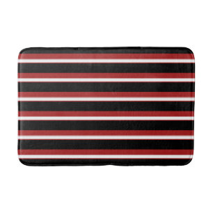 Tapis De Bain Rayures rouges blanches noires chic