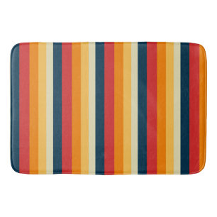Tapis De Bain rayures rouges, bleues, orange et jaunes